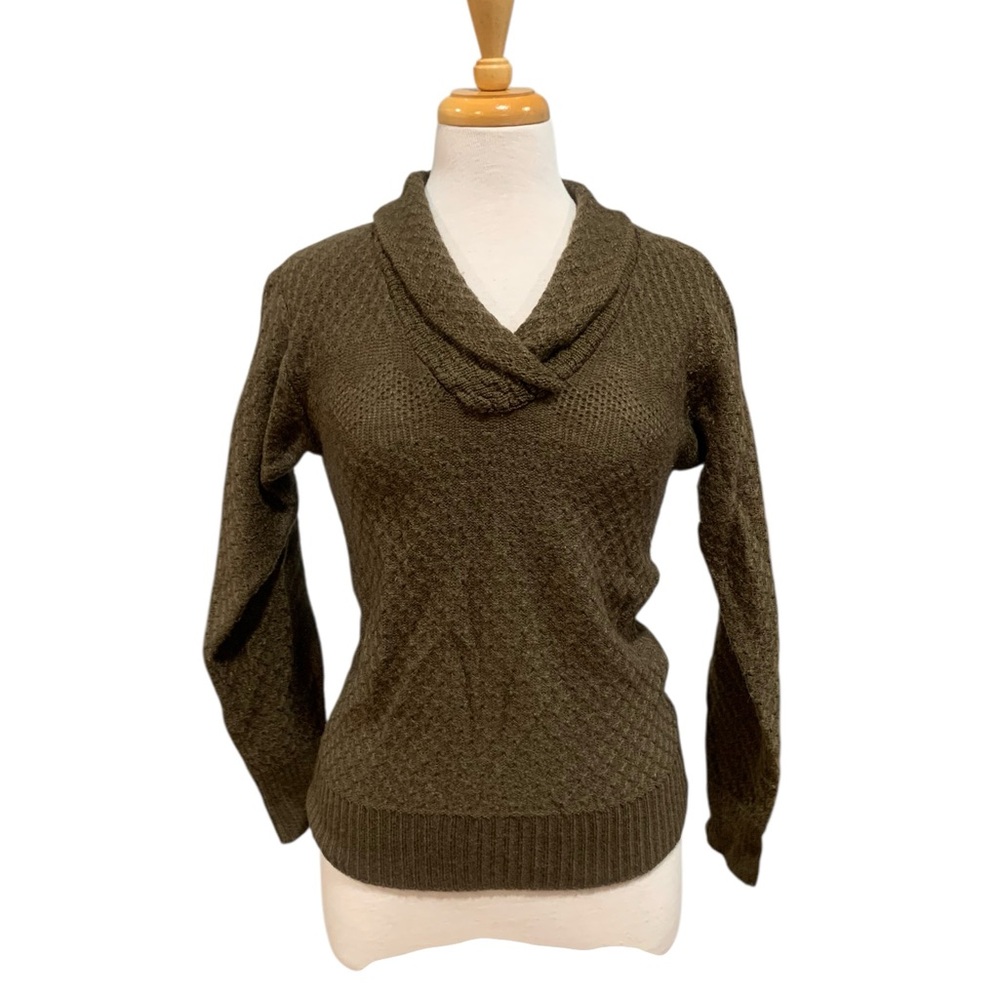 Vntg 70’s brown knit cowl neck long sleeved sweater approx sz M